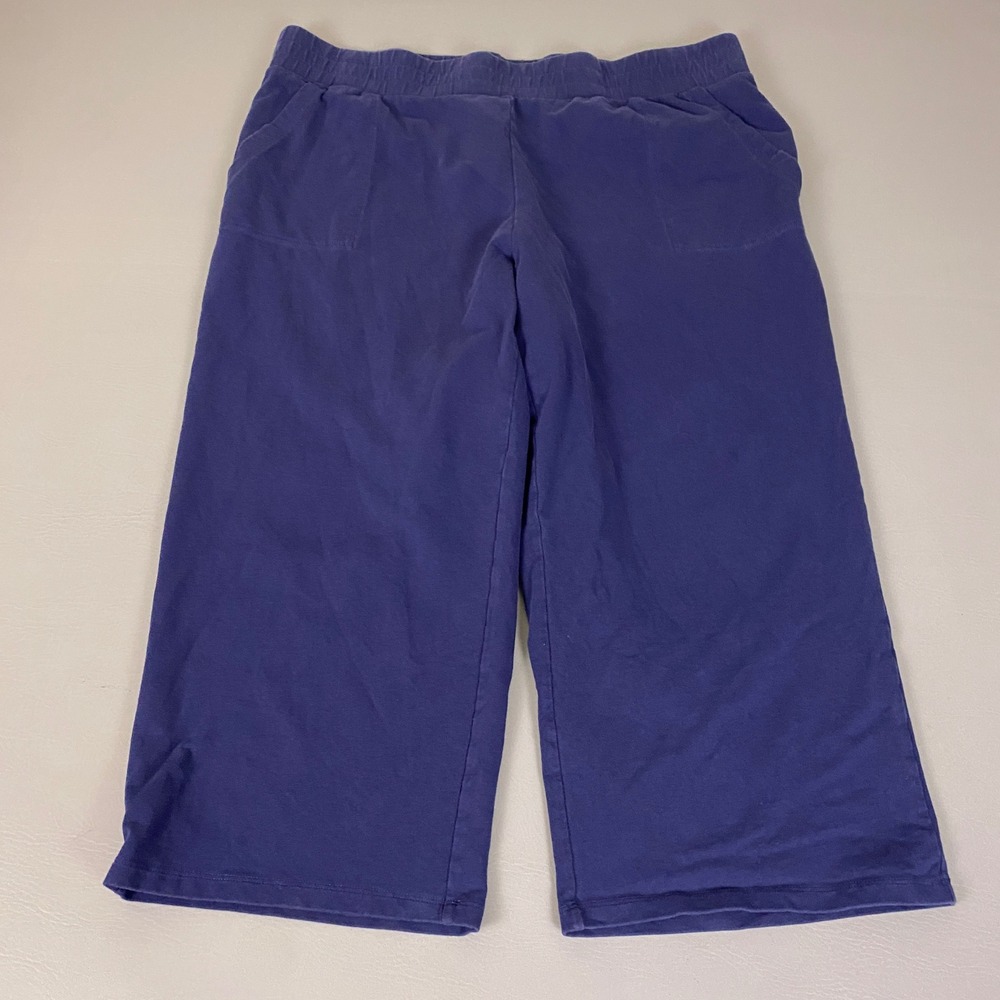 Belle Beach Kim Gravel Terry Crop Pants Women Plus 1X Navy Blue French  Pockets